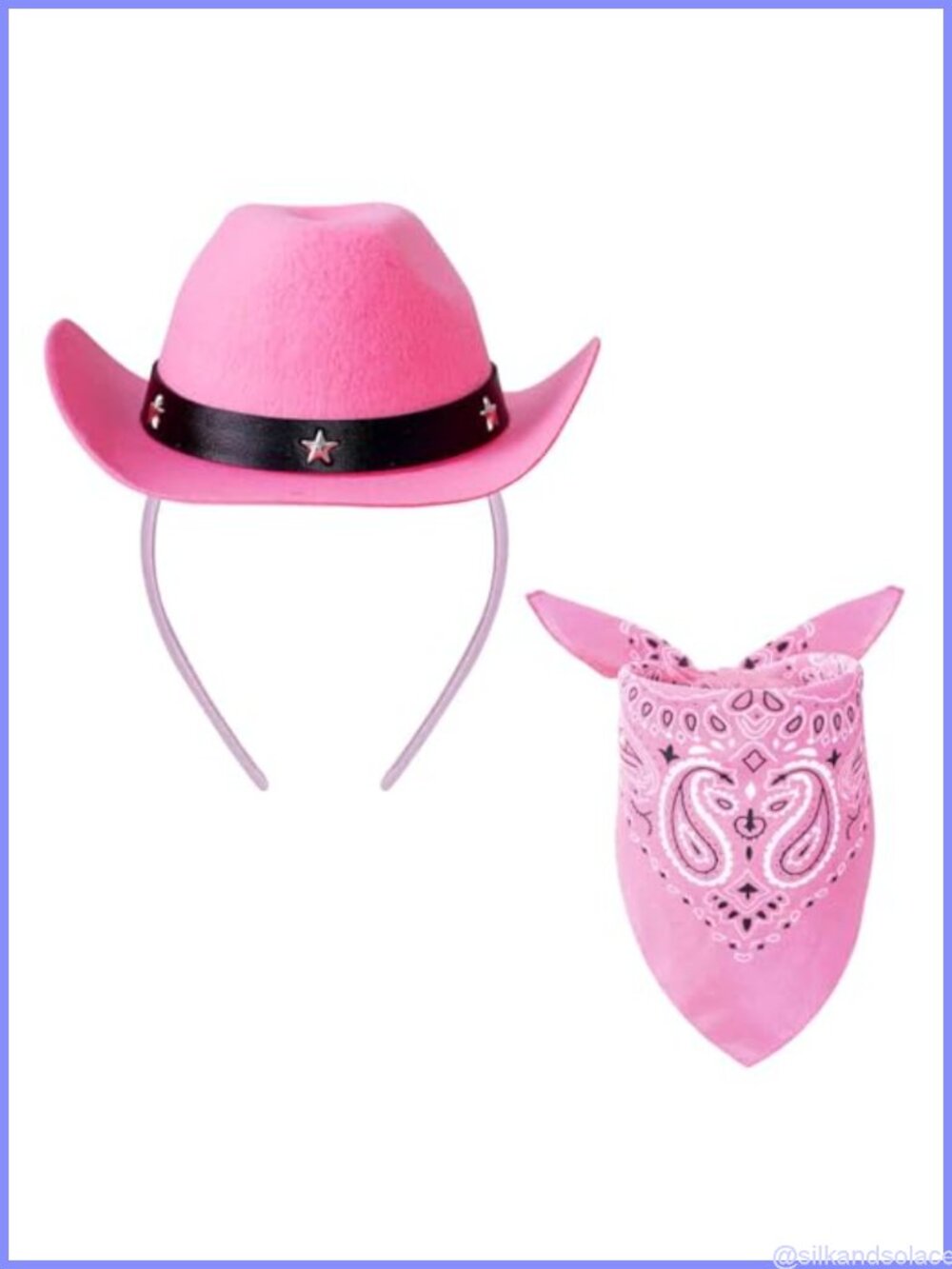 Cowgirl Mini Hat Headband with Bandana Polyester Western Costume